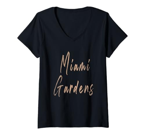 Damen Miami Gardens Florida Vintage Elegantes Design T-Shirt mit V-Ausschnitt Damen Miami Gardens Florida Vintage Elegantes Design T-Shirt mit V-Ausschnitt von Distressed Florida designs