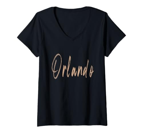 Damen Orlando Florida Vintage Elegantes Design T-Shirt mit V-Ausschnitt Damen Orlando Florida Vintage Elegantes Design T-Shirt mit V-Ausschnitt von Distressed Florida designs