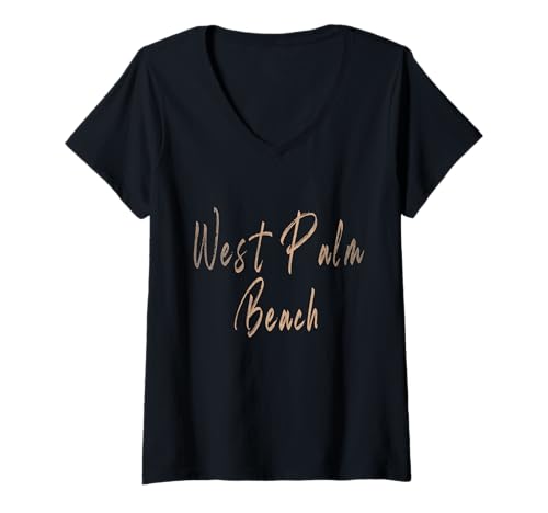 Damen West Palm Beach Florida Vintage Elegantes Design T-Shirt mit V-Ausschnitt Damen West Palm Beach Florida Vintage Elegantes Design T-Shirt mit V-Ausschnitt von Distressed Florida designs