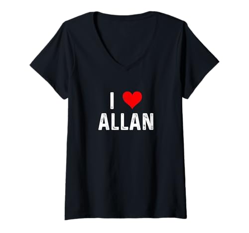 Damen I Love Allan – Herz – Used-Look T-Shirt mit V-Ausschnitt Damen I Love Allan – Herz – Used-Look T-Shirt mit V-Ausschnitt von Distressed I Heart Love Apparel by RJ