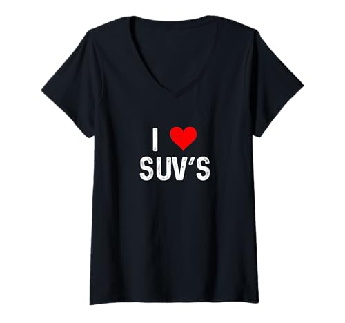 Damen Ich liebe SUVs - Herz - Autohändler Autoverkäufer T-Shirt mit V-Ausschnitt Damen Ich liebe SUVs - Herz - Autohändler Autoverkäufer T-Shirt mit V-Ausschnitt von Distressed I Heart Love Apparel by RJ