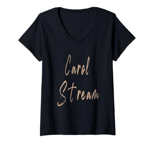 Damen Carol Stream Illinois Vintage Elegantes Design T-Shirt mit V-Ausschnitt von Distressed Illinois designs