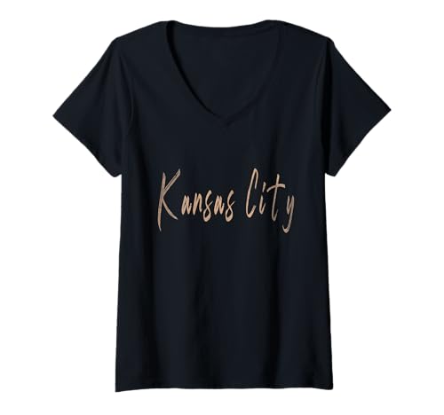 Damen Kansas City Kansas Vintage Elegantes Design T-Shirt mit V-Ausschnitt Damen Kansas City Kansas Vintage Elegantes Design T-Shirt mit V-Ausschnitt von Distressed Kansas designs