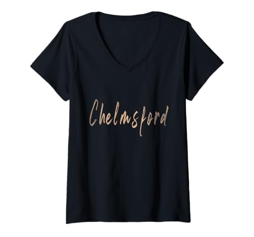 Damen Chelmsford Massachusetts Vintage Elegantes Design T-Shirt mit V-Ausschnitt von Distressed Massachusetts designs