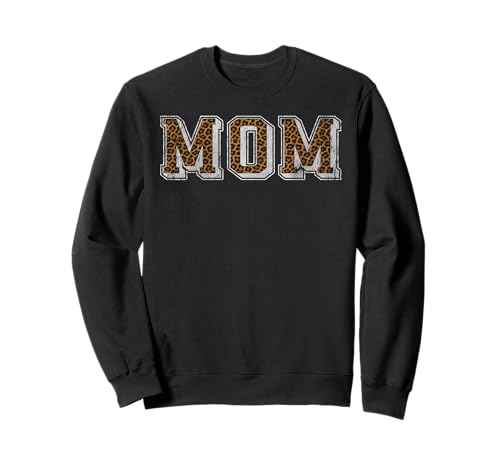 MOM Logo Classic Bold Font Mother Day New MOM Leopard Women Sweatshirt von Distressed Retro Varsity Letter MOM Logo MOM to Be