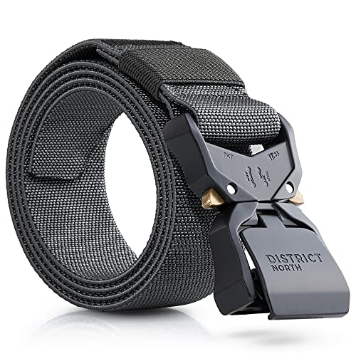 District North Taktischer Gürtel Herren elastisch | Tactical Belt Militär Arbeitsgürtel Outdoor mit Hochleistungsschnellverschluss (Dark Grey, M, Bundweite 91-105cm (Artikellänge 125cm)) von District North