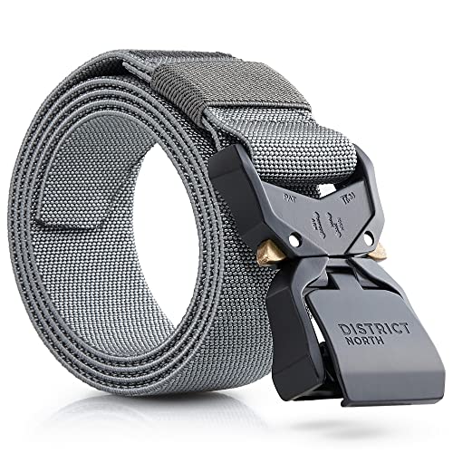 District North Taktischer Gürtel Herren elastisch | Tactical Belt Militär Arbeitsgürtel Outdoor mit Hochleistungsschnellverschluss (Light Grey, M, Bundweite 91-105cm (Artikellänge 125cm)) von District North