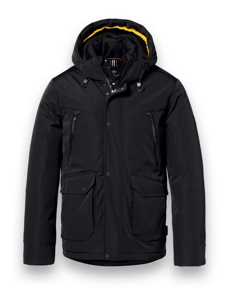 District Winterjacke Wolf mit Kapuze (winddicht, leichte wattierung, warm) schwarz Herren von District
