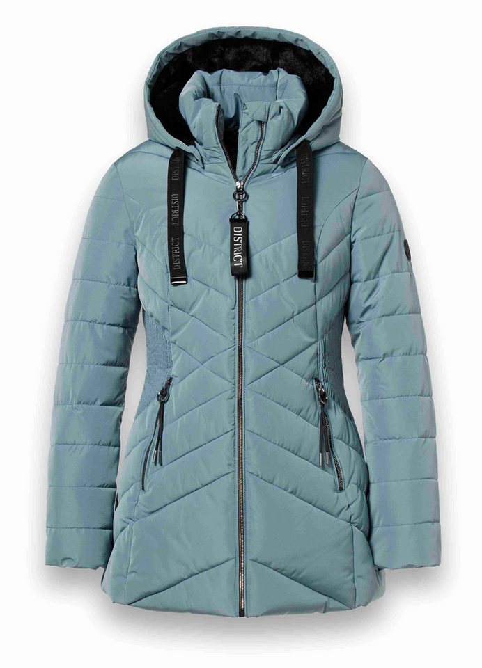 District Winterjacke Workout mit Kapuze (Mantel, wasserabweisend) mineralblau Damen von District