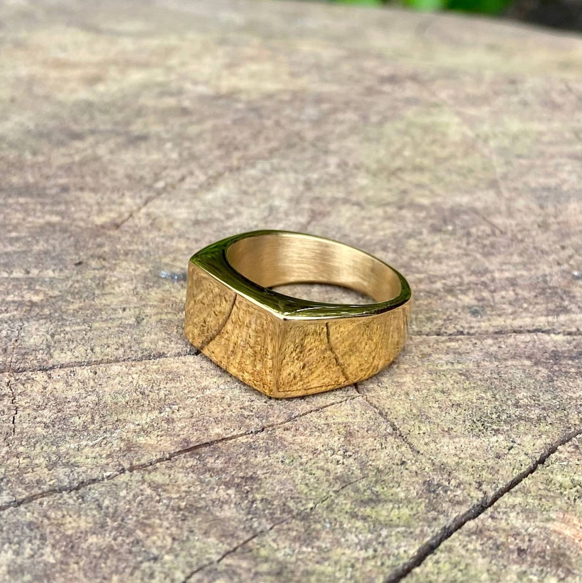 18K Vergoldeter Siegelring - Herren Gold Ringe Für Männer Unisex Bandring Herrenschmuck Rechteck von Districtjewellery