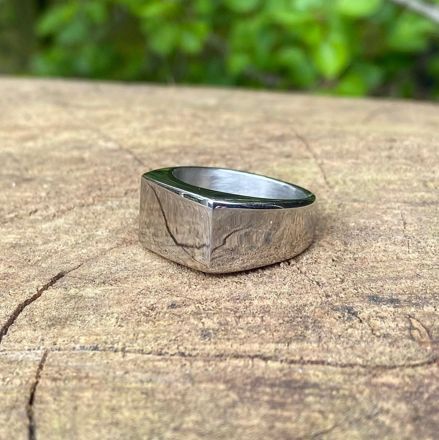 Edelstahl Siegelring - Herren Quadrat Ringe Für Männer Unisex Bandring Herrenschmuck Rechteck Herrenring von Districtjewellery