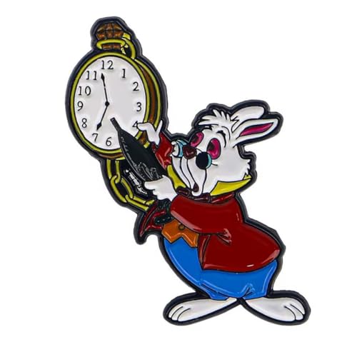 Distrigeek Anstecknadel "Weißer Hase" Alice im Wunderland, aus Metall, Emaille, Anstecker, für Damen, Mädchen, Kinder von Distrigeek