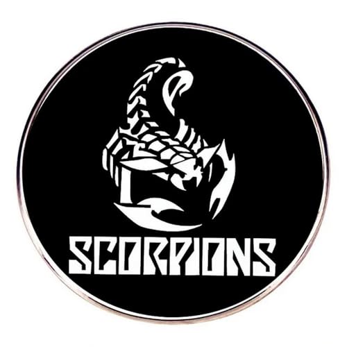 Distrigeek Pin Scorpions anstecker anstecknadel Badge Hard Rock Band Metall Rund Schwarz Geschenkidee für Fans Damen Herren 3cm von Distrigeek