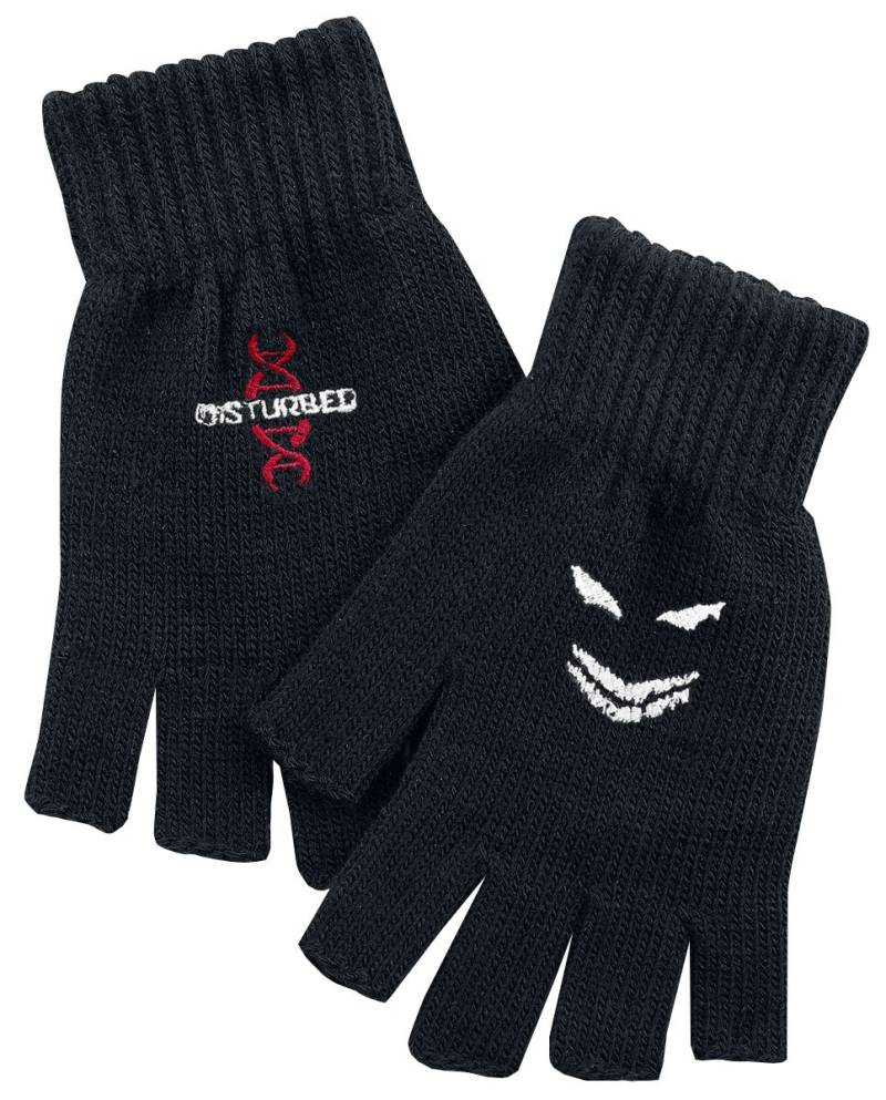 Disturbed Kurzfingerhandschuhe - Smile & Red DNA - schwarz  - Lizenziertes Merchandise! von Disturbed