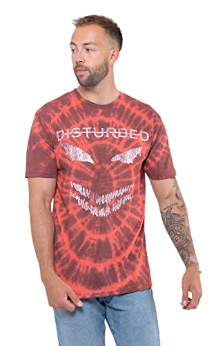 Disturbed T Shirt Scary Face Band Logo Nue offiziell Herren Dip-Dye Rot Unisex von Disturbed