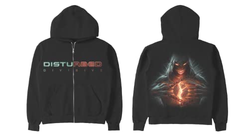 Disturbed Unisex Divisive Hoodie mit Reißverschluss Kapuzenpullover, Schwarz, Small von Disturbed