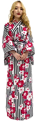 Kimura Jitsugyo Damen Kyoto Traditionelle leicht zu tragende Kawaii Yukata Robe (Japanischer Casual Kimono) Set 2 - Schwarz - XX-Large von Dita