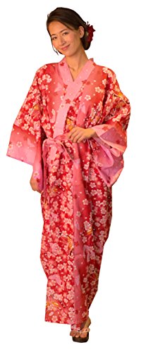 Kimura Jitsugyo Damen Kyoto Traditioneller leicht zu tragender Kawaii Yukata Bademantel (japanischer lässiger Kimono) Set 2, Rosa (Cherry Blossoms), XX-Large von Dita