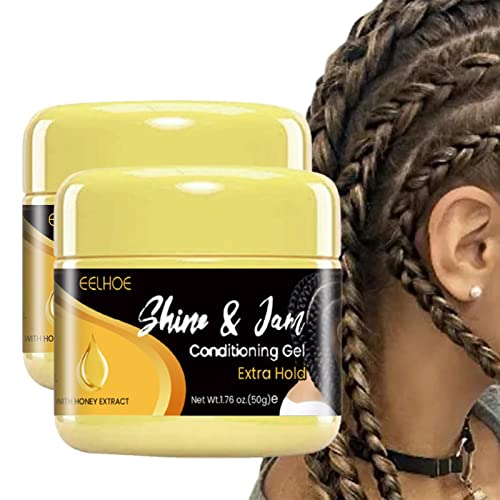 Shine N Jam Gel For Braids, Haar Glanz Wachs, Natürliche Zutaten 50g Schnell Trocknend Haar Styling Creme, Starken Halt Haar Pomade Für Männer Und Frauen (2) von Ditanpu