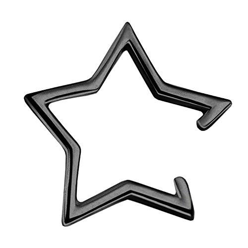 Damen Herren Ohrklemme Edelstahl Stern Star Ear Cuff Ohr Hoop Helix Ohrpiercing Klemmring Ohrring Ohrmanschette Schlicht Dünn Fake Piercing Ring Schwarz von Ditz