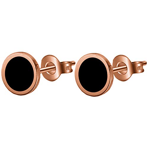 Ohrstecker Edelstahl Flach mit Platte Kreis Fake Plug Damen Herren Ohrringe Rund Klein Modern Geometrisch Schwarz Rosegold Rose 10mm von Ditz