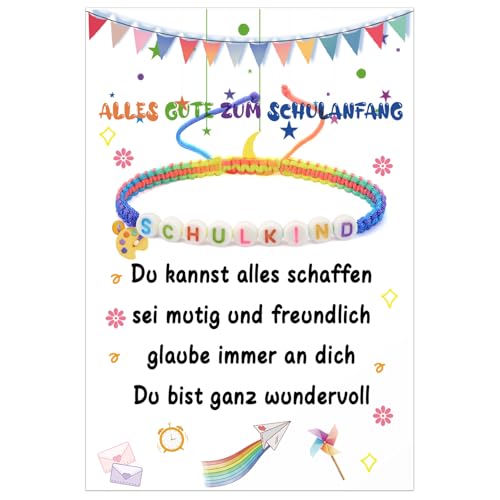 Diulinep Einschulung Armband für Mädchen, Personalisiertes Schulkind Armband mit Verstellbarem Band, Geschenk Zur Einschulung, Schulanfänger Geschenkidee 2025 von Diulinep