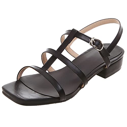 Damen Sandale, Sandalen Offene Zeh Leisure Blockabsatz Slingback-Sandale Schnalle, 6191Paq Schwarz Gr 50 EU von Diuniarza