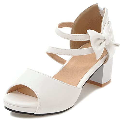 Damen Sandale mit Absatz, Sandalen Peep Toe Elegant Blockabsatz Kleid Sandale mit Plateau Zip Bogen, 6856Utl Weiß Gr 44 EU Damen Sandale mit Absatz, Sandalen Peep Toe Elegant Blockabsatz Kleid Sandale mit Plateau Zip Bogen, 6856Utl Weiß Gr 44 EU von Diuniarza
