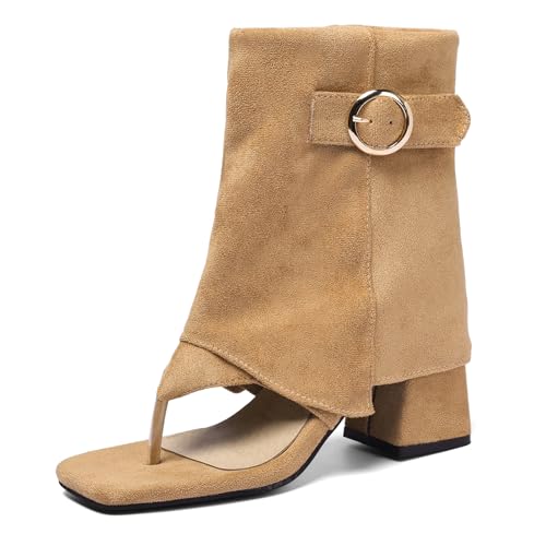 Diuniarza Clip Toe Block Sandalen Damen Sommer Boots Schnalle Klassische High Tube Schuhe Khaki Gr 36.5 EU/37 Diuniarza Clip Toe Block Sandalen Damen Sommer Boots Schnalle Klassische High Tube Schuhe Khaki Gr 36.5 EU/37 von Diuniarza