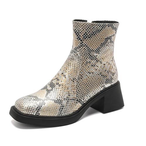 Diuniarza Damen Ankle Chelsea Stiefel Chukka Stiefel Blockabsatz Mode Party Comfy Stiefeletten Gold Gr 38 EU/39 von Diuniarza