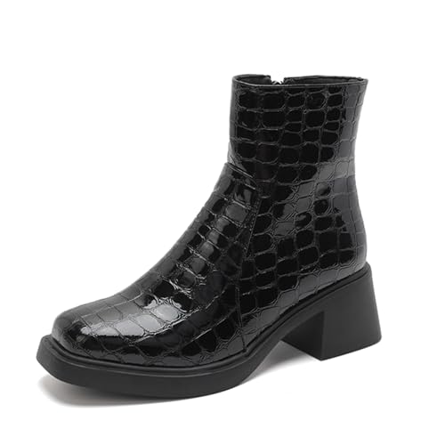 Diuniarza Damen Ankle Chelsea Stiefel Chukka Stiefel Blockabsatz Mode Party Comfy Stiefeletten Schwarz Gr 40.5 EU/42 von Diuniarza