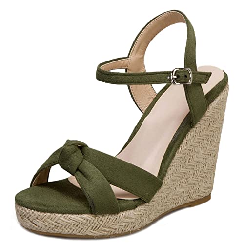 Diuniarza Damen Espadrille mit Absatz, Sandalen Offene Zeh Leisure Keilabsatz Party Schuhe mit Plateau Schnalle Knöchelriemchen, 14259Qrn Grün Gr 38 EU Diuniarza Damen Espadrille mit Absatz, Sandalen Offene Zeh Leisure Keilabsatz Party Schuhe mit Plateau Schnalle Knöchelriemchen, 14259Qrn Grün Gr 38 EU von Diuniarza