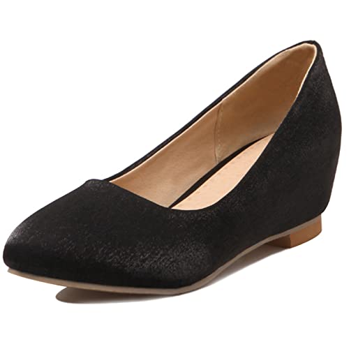 Diuniarza Damen Keilabsatz-Pump Runde Zehen Lässige Pump Ohne Verschluss Kleiderschuhe mit Mittlerem Absatz, 10914Uqd Schwarz Gr 46 EU von Diuniarza