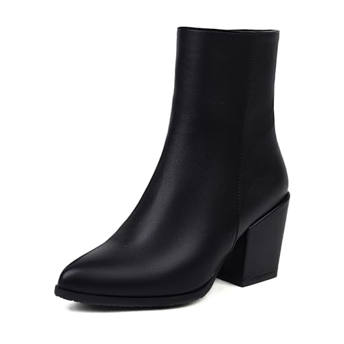Diuniarza Damen Klassische Pointed Toe Ankle Chelsea Stiefel Mode Buro Basic Stiefeletten Schwarz Gr 38 EU/39 von Diuniarza