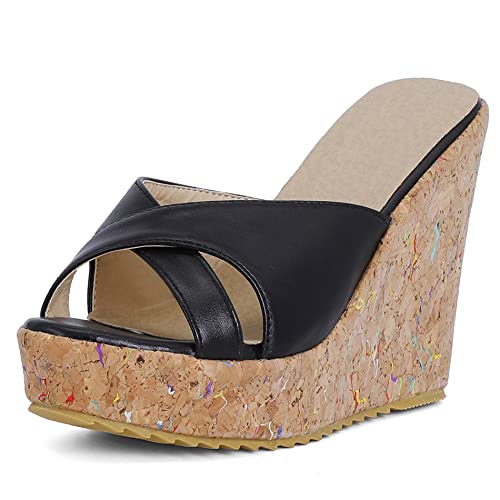 Diuniarza Damen Pantoletten mit Absatz, Sandalen Offene Zeh Mode Keilabsatz Party Schuhe mit Plateau Schnalle, 12233Ddd Schwarz Gr 43 EU Diuniarza Damen Pantoletten mit Absatz, Sandalen Offene Zeh Mode Keilabsatz Party Schuhe mit Plateau Schnalle, 12233Ddd Schwarz Gr 43 EU von Diuniarza