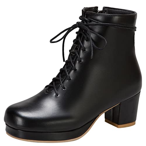 Diuniarza Damen Stiefeletten mit Mittlerem Absatz, Kleid Stiefeletten Blockabsatz Zip Runde Zehen Stiefeletten Elegant, 11044Rpp Schwarz Gr 45 EU von Diuniarza