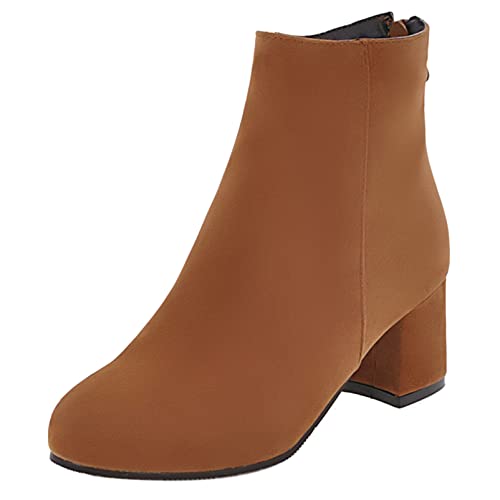 Diuniarza Damen Stiefeletten mit Mittlerem Absatz, Kleid Stiefeletten Blockabsatz Zip Runde Zehen Stiefeletten Simple, 4946Ntc Gelb Gr 44 EU von Diuniarza