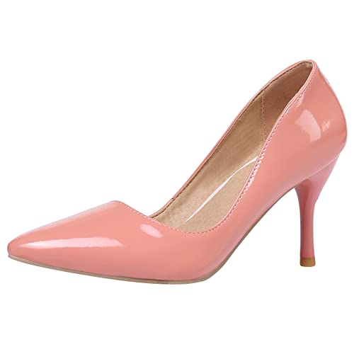 Diuniarza Damen Stiletto-Pump Pointed Toe Elegante Pump Ohne Verschluss Kleiderschuhe mit Hohem Absatz Solid Schuhe, 16115Vit Pink Gr 40 EU von Diuniarza