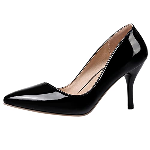 Diuniarza Damen Stiletto-Pump Pointed Toe Elegante Pump Ohne Verschluss Kleiderschuhe mit Hohem Absatz Solid Schuhe, 16125Goj Schwarz Gr 32 EU von Diuniarza