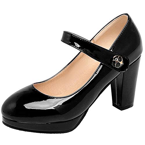 Diuniarza Frauen Strap High Heels Closed Toe Plattform Party Mode Mary Jane High Heel Prom Schuhe Schwarz Gr 42 EU/44 von Diuniarza