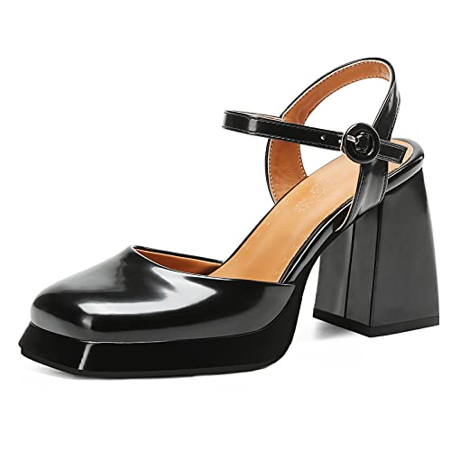 Diuniarza Geschlossen Chunky Sandalen Damen Slingback-Sandales Party Bride Schuhe Sommer Elegant Prom Sandals Schwarz Gr 35 EU von Diuniarza