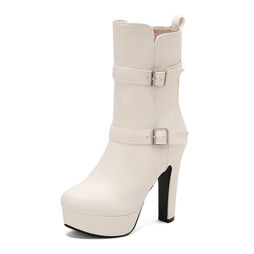 Diuniarza Halbschaft Stiefeletten Damen Elegant Plateau Stiefel Runde Zehen Schnalle Stiefeletten Mode Kleid Weiß Gr 40.5 EU/42 Diuniarza Halbschaft Stiefeletten Damen Elegant Plateau Stiefel Runde Zehen Schnalle Stiefeletten Mode Kleid Weiß Gr 40.5 EU/42 von Diuniarza