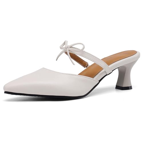 Diuniarza Hausschuhe Pantoffeln Mule Kitten Sandalen Damen Ohne Verschluss Sandals Slingback Büro-Sandales Pointed Toe Elegant Beige Gr 33 EU Diuniarza Hausschuhe Pantoffeln Mule Kitten Sandalen Damen Ohne Verschluss Sandals Slingback Büro-Sandales Pointed Toe Elegant Beige Gr 33 EU von Diuniarza