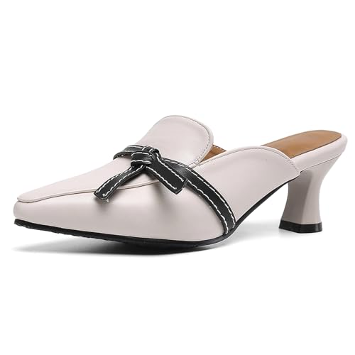 Diuniarza Hausschuhe Pantoffeln Mule Kitten Sandalen Damen Ohne Verschluss Sandals Slingback Büro-Sandales Pointed Toe Elegant Beige Gr 34 EU Diuniarza Hausschuhe Pantoffeln Mule Kitten Sandalen Damen Ohne Verschluss Sandals Slingback Büro-Sandales Pointed Toe Elegant Beige Gr 34 EU von Diuniarza