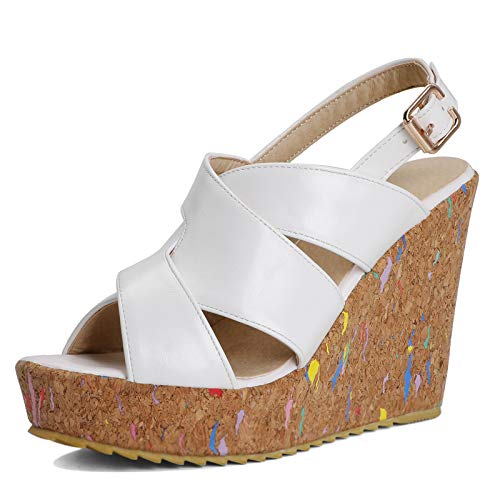 Diuniarza Keilabsatzs Sandals Damen Plateau Peep Toe High Sandalen Elegant Party Prom Sandals Comfy High Sandalen Weiß Gr 40 EU/41 Diuniarza Keilabsatzs Sandals Damen Plateau Peep Toe High Sandalen Elegant Party Prom Sandals Comfy High Sandalen Weiß Gr 40 EU/41 von Diuniarza