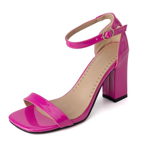 Diuniarza Knöchelriemchen Block Sandalen Offene Zeh Party-Sandales Elegant Mid Sandalen Sommer Prom Sandals Mode Bride Sandals Rose Gr 33 EU von Diuniarza