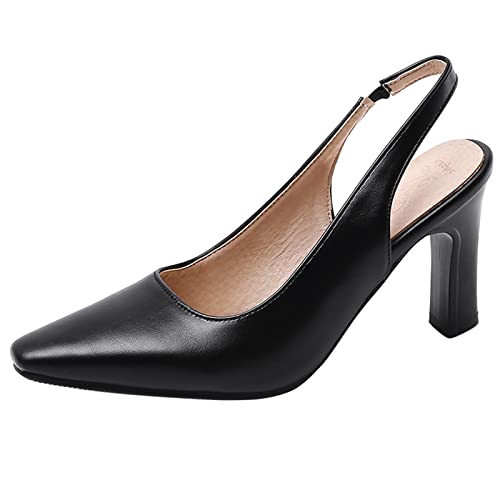 Diuniarza Mid High Hees Formal Sandals Damen Ohne Verschluss Sandals Geschlossen Elegant Büro-Sandales Schwarz Gr 37 EU/38 von Diuniarza