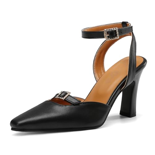 Diuniarza Mid High Hees Formal Sandals Damen Ohne Verschluss Sandals Geschlossen Elegant Büro-Sandales Schwarz Gr 39 EU/40 von Diuniarza