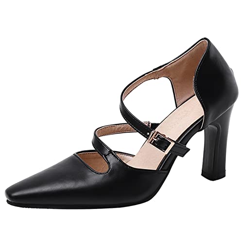 Diuniarza Mid High Hees Formal Sandals Damen Ohne Verschluss Sandals Geschlossen Elegant Büro-Sandales Schwarz Gr 40 EU/41 von Diuniarza