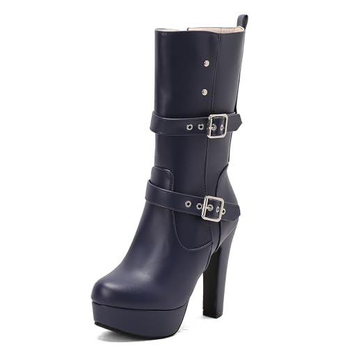 Diuniarza Mid Stiefel Damen Runde Zehen Höhe Ferse Stiefel Plateau Elegant Hohe Stiefel Winter Mode Kleid Stiefeletten Blau Gr 40.5 EU/42 Diuniarza Mid Stiefel Damen Runde Zehen Höhe Ferse Stiefel Plateau Elegant Hohe Stiefel Winter Mode Kleid Stiefeletten Blau Gr 40.5 EU/42 von Diuniarza